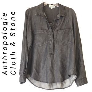 Anthropologie Chambray Popover Top | Cloth & Stone